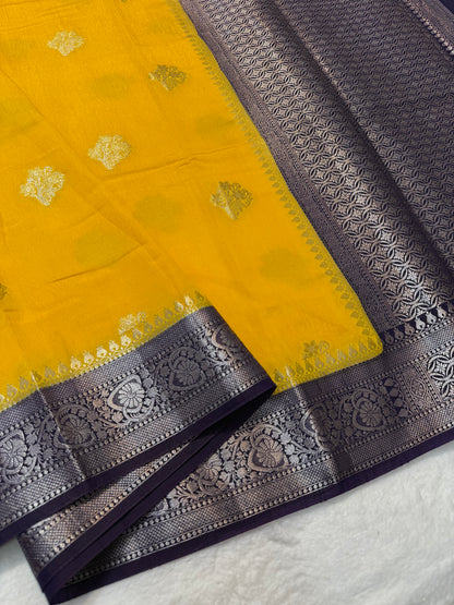 Mango & magenta shade raw mango Banarasi premium Banarasi saree