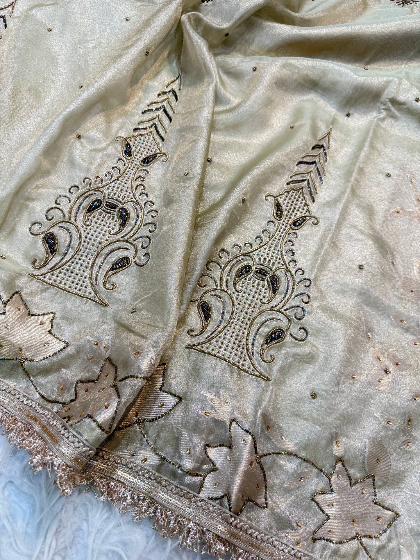 Tissue Aari Work Banarasi silk saree