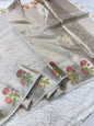 Silver shade tissue kota mirror work premium Banarasi saree