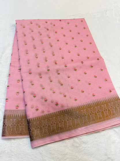 Pink shade kota designer embroidery Banarasi saree