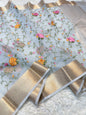 Grey shade shade organza embroidery Banarasi saree