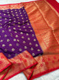 magenta red shade Dupion Silk premium Banarasi Saree