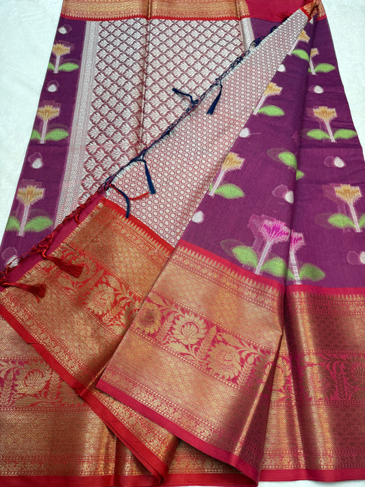 Multicolour cotton silk premium Banarasi saree