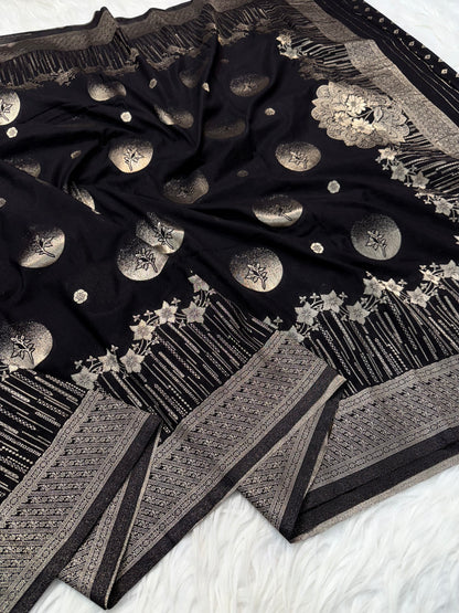 Black shade georgatte Banarasi saree