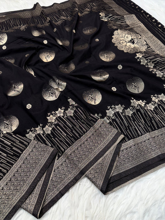 Black shade georgatte Banarasi saree