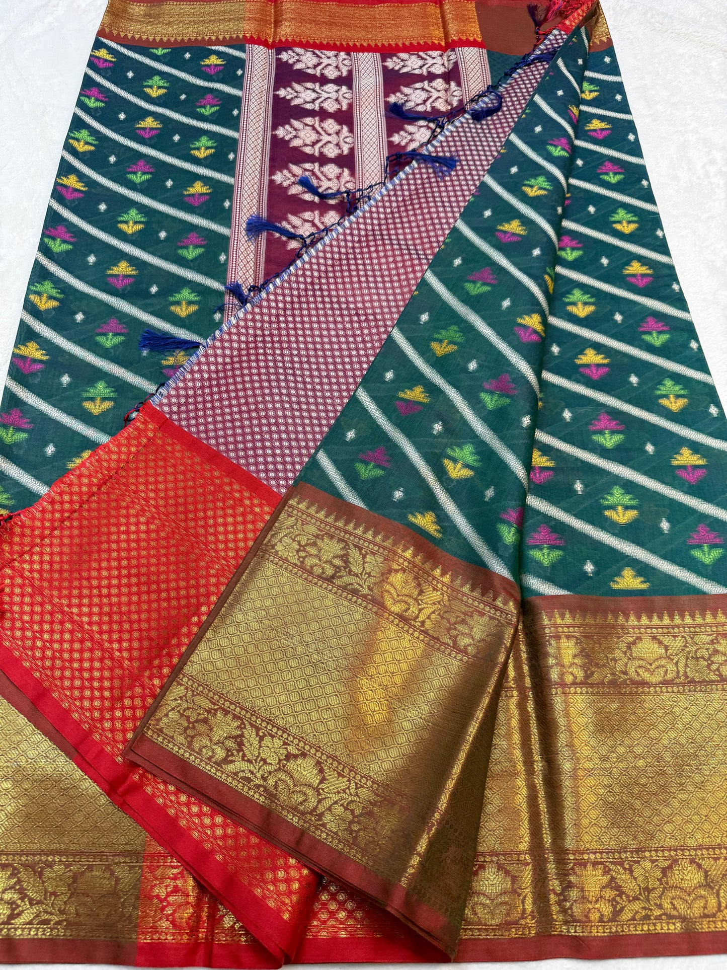Multicolour cotton silk premium Banarasi saree