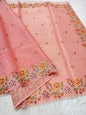 Peach shade kora organza cutwork designer embroidery Banarasi saree
