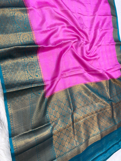 Pink sea green warm silk premium Banarasi saree