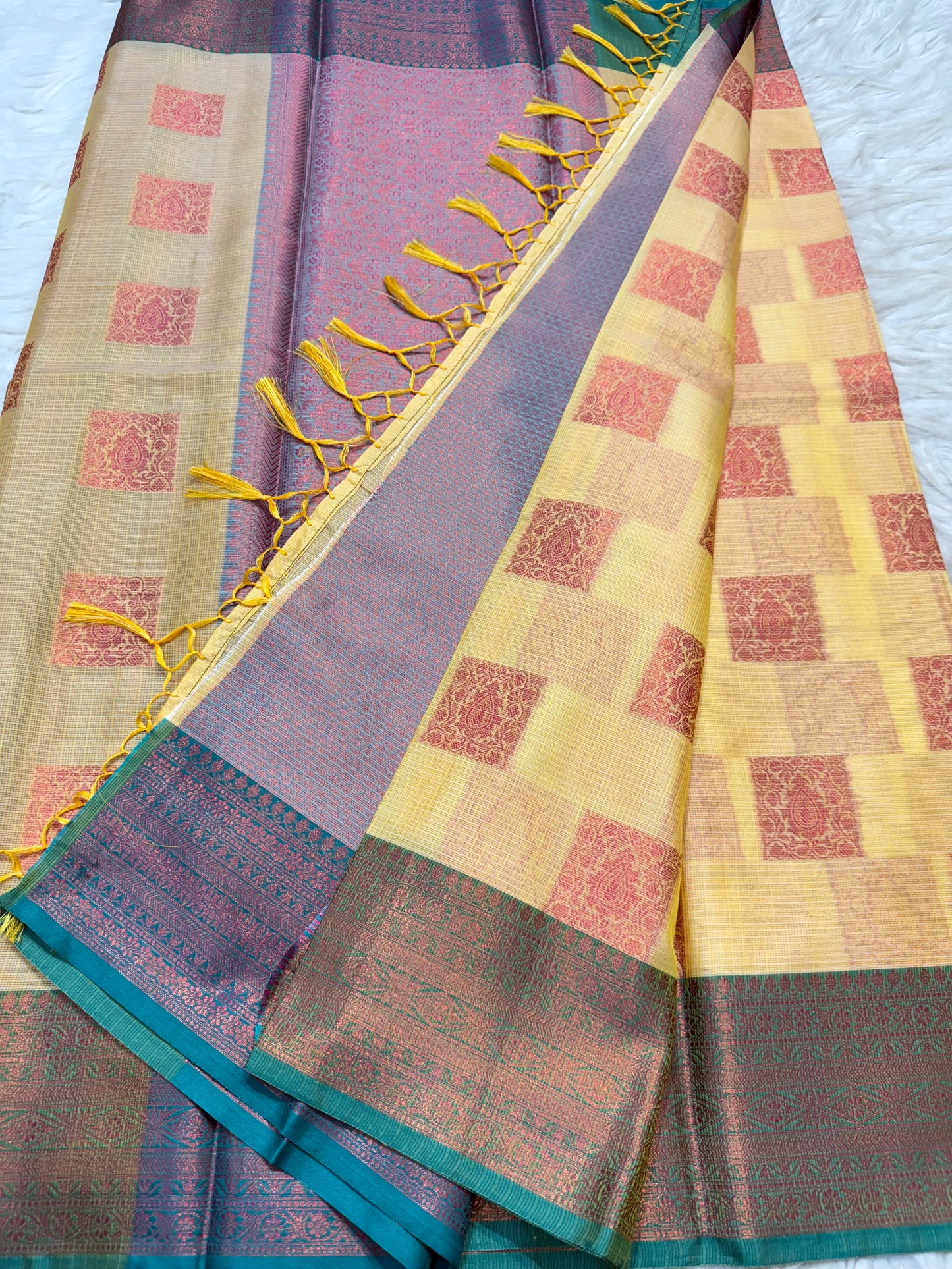 Yellow shade kota silk premium Banarasi saree