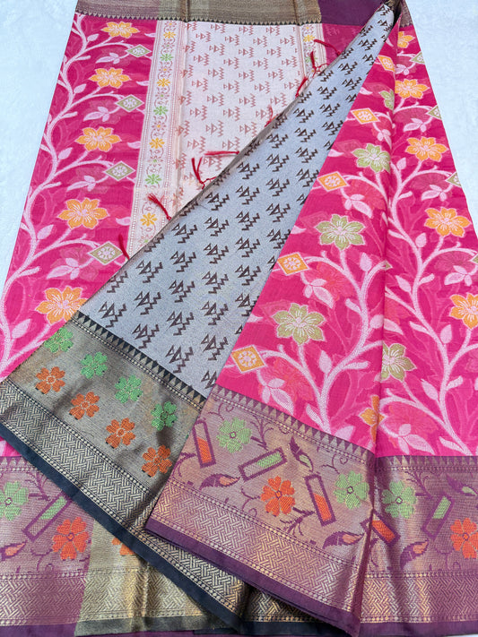 Multicolour cotton silk premium Banarasi saree