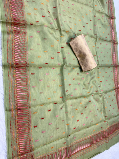 Banarasi tissue embroidery saree