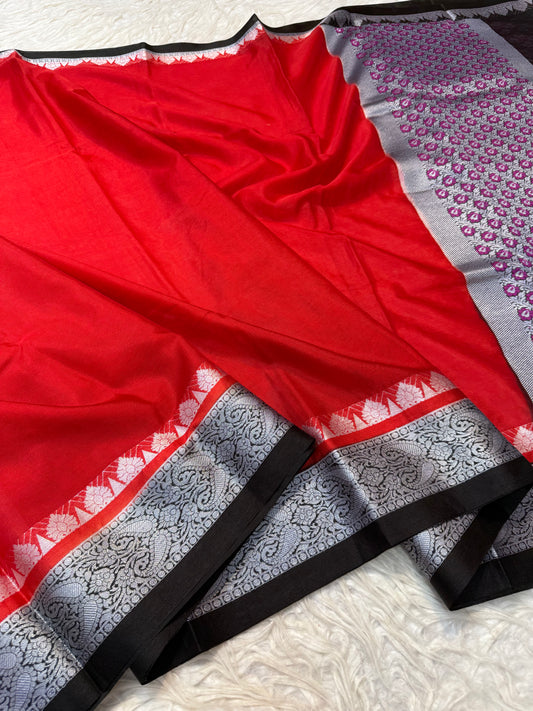 Red black shade warm silk premium Banarasi saree