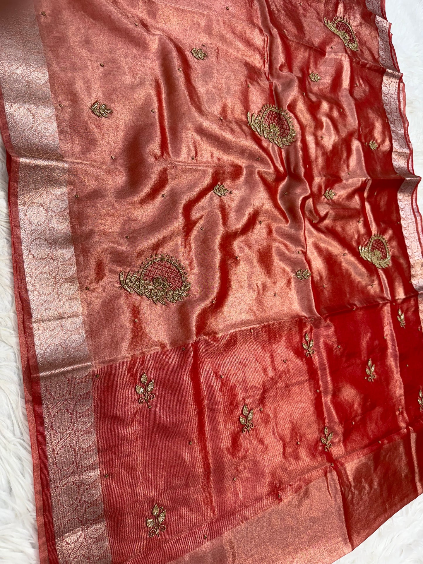 Tissue Aari Work Banarasi silk saree