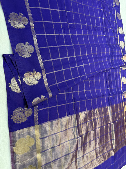 Navy shade raw mango  premium Banarasi saree