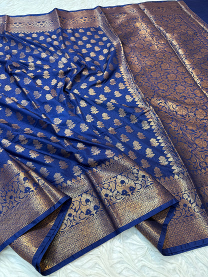 Royal blue shade Dupion Silk premium Banarasi Saree