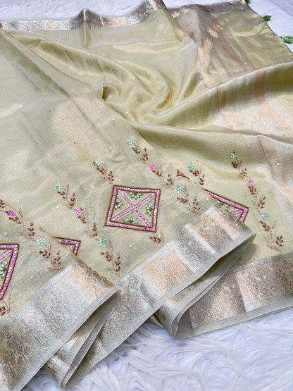 Tissue Kota handwork Banarasi Sarees