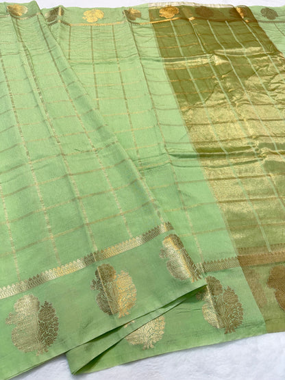 Pista green shade raw mango  premium Banarasi saree