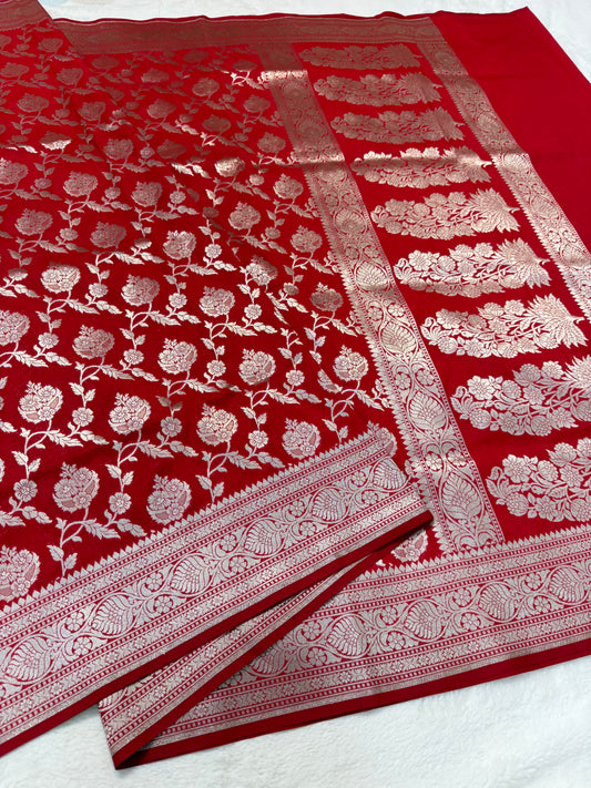 Red shade katan Banarasi silk Saree