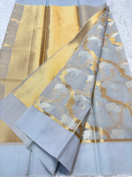 Banarasi kora organza alfi saree
