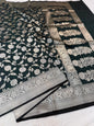 Bottle green shade katan Banarasi silk Saree