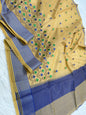 Beige blue shade supernet embroidery  Banarasi saree