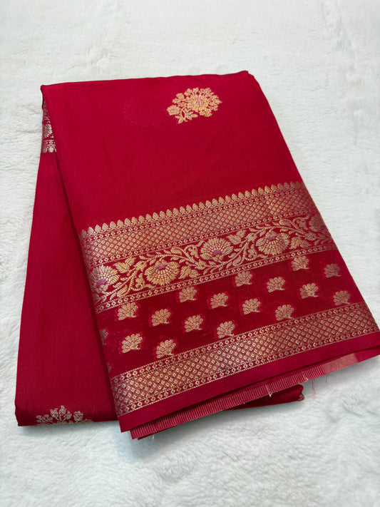 Red shade raw mango  premium Banarasi saree