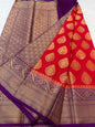 Red & magenta shade Dupion Silk Banarasi Saree 
