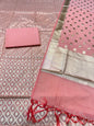 Peach Cotton Silk Banarasi Three Piece suit