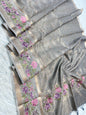 Banarasi Tissue linen embroidery saree