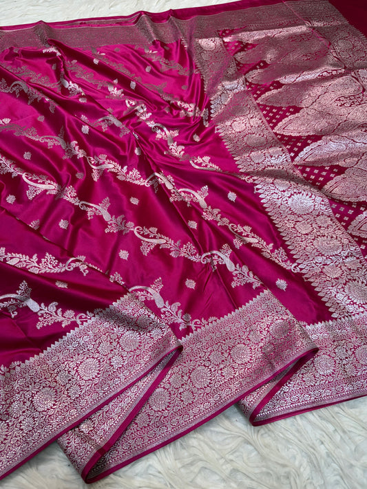 Royal pink shade premium mashru katan Banarasi saree
