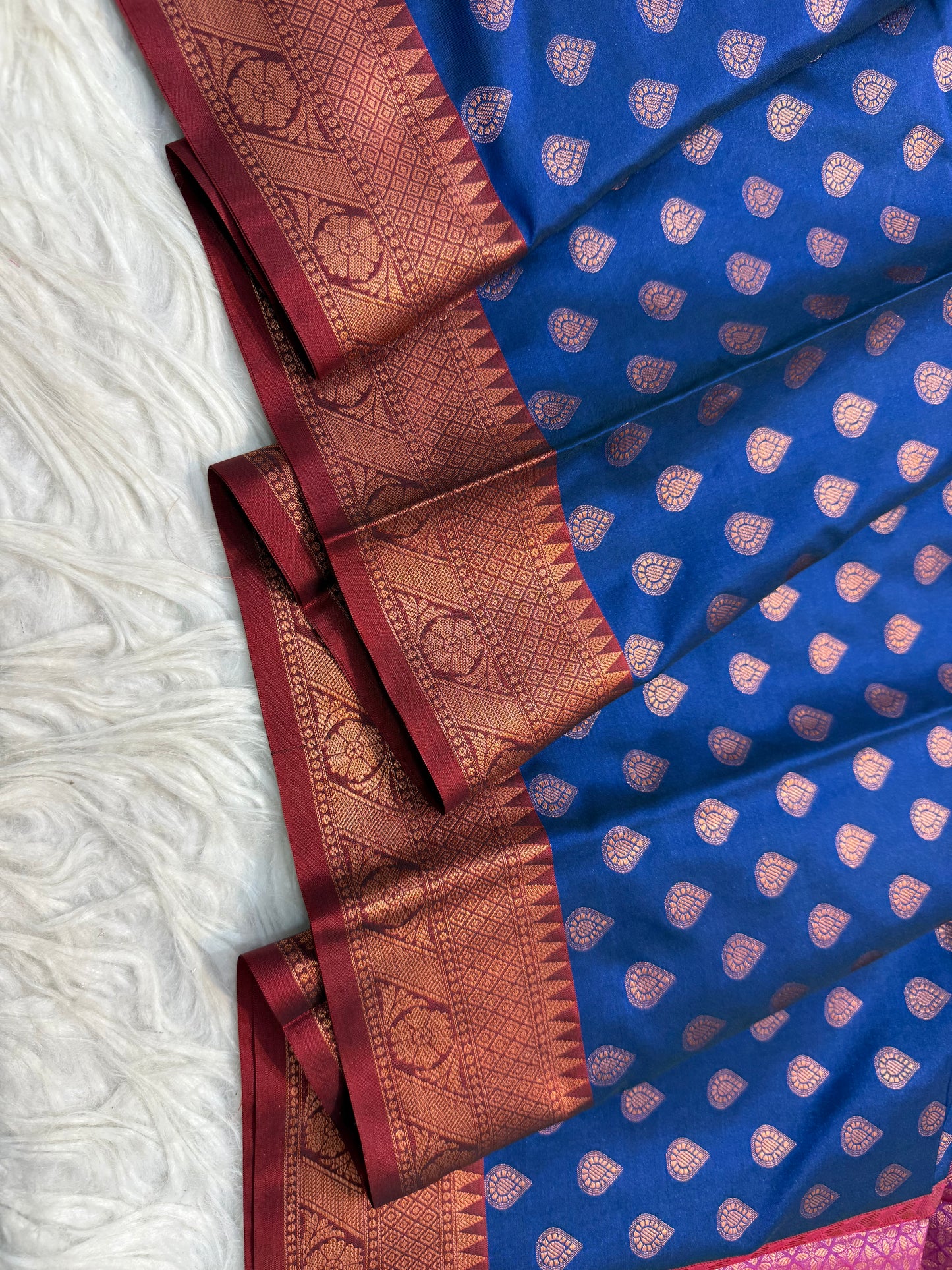 Royal blue maroon shade premium soft silk Banarasi saree