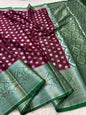 Maroon Bottle green  warm silk premium Banarasi saree