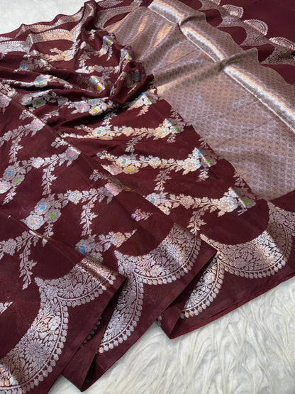 Raw mango Mina  banarasi saree