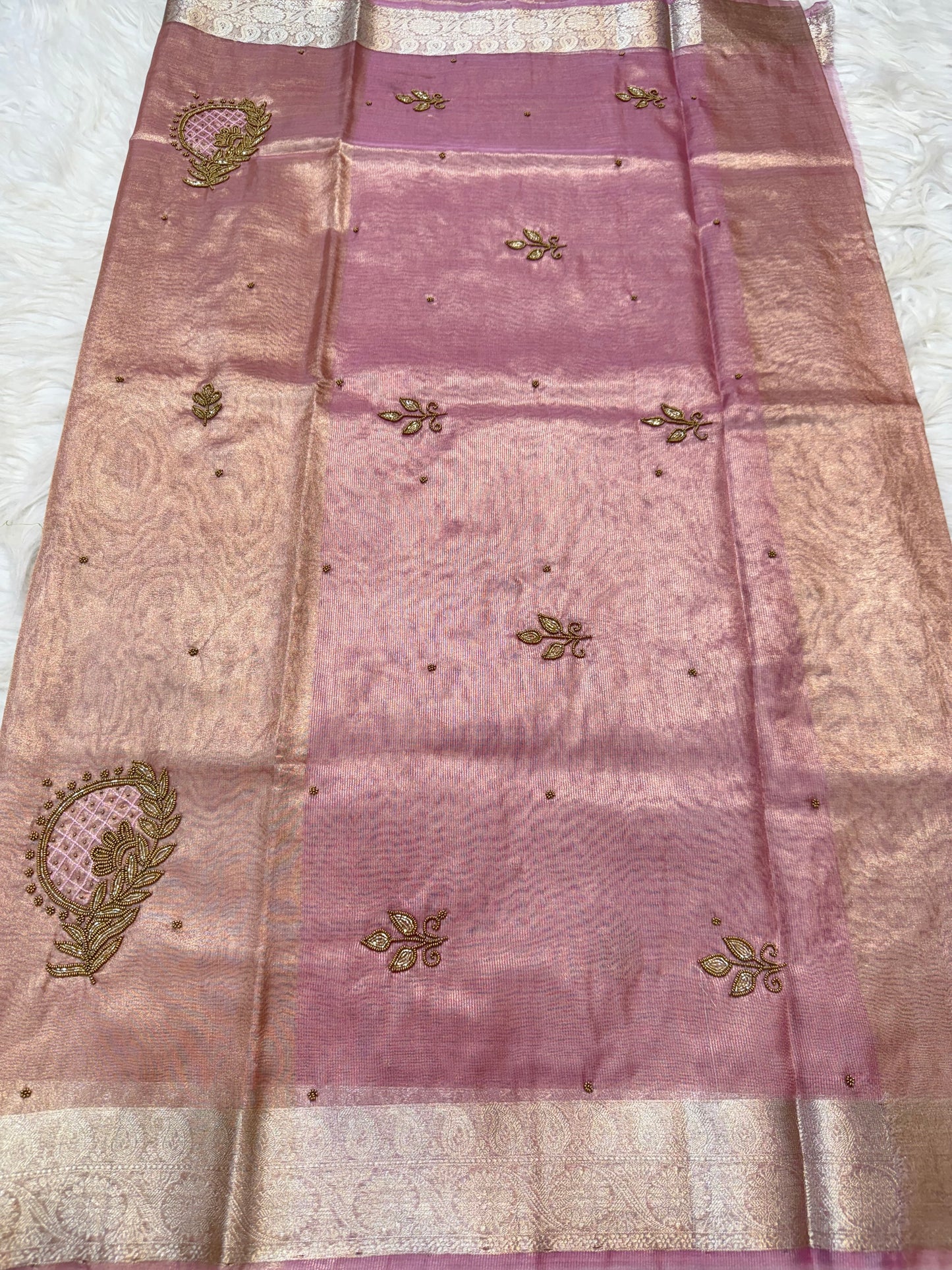 Tissue Aari Work Banarasi silk saree