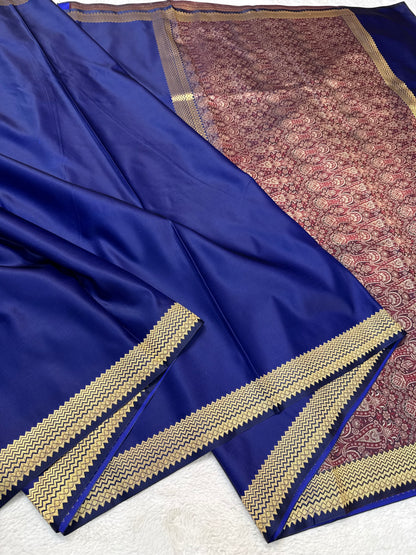 Navy shade mashru silk premium Banarasi silk Saree
