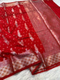 Red shade Raw mango soft silk banarasi saree