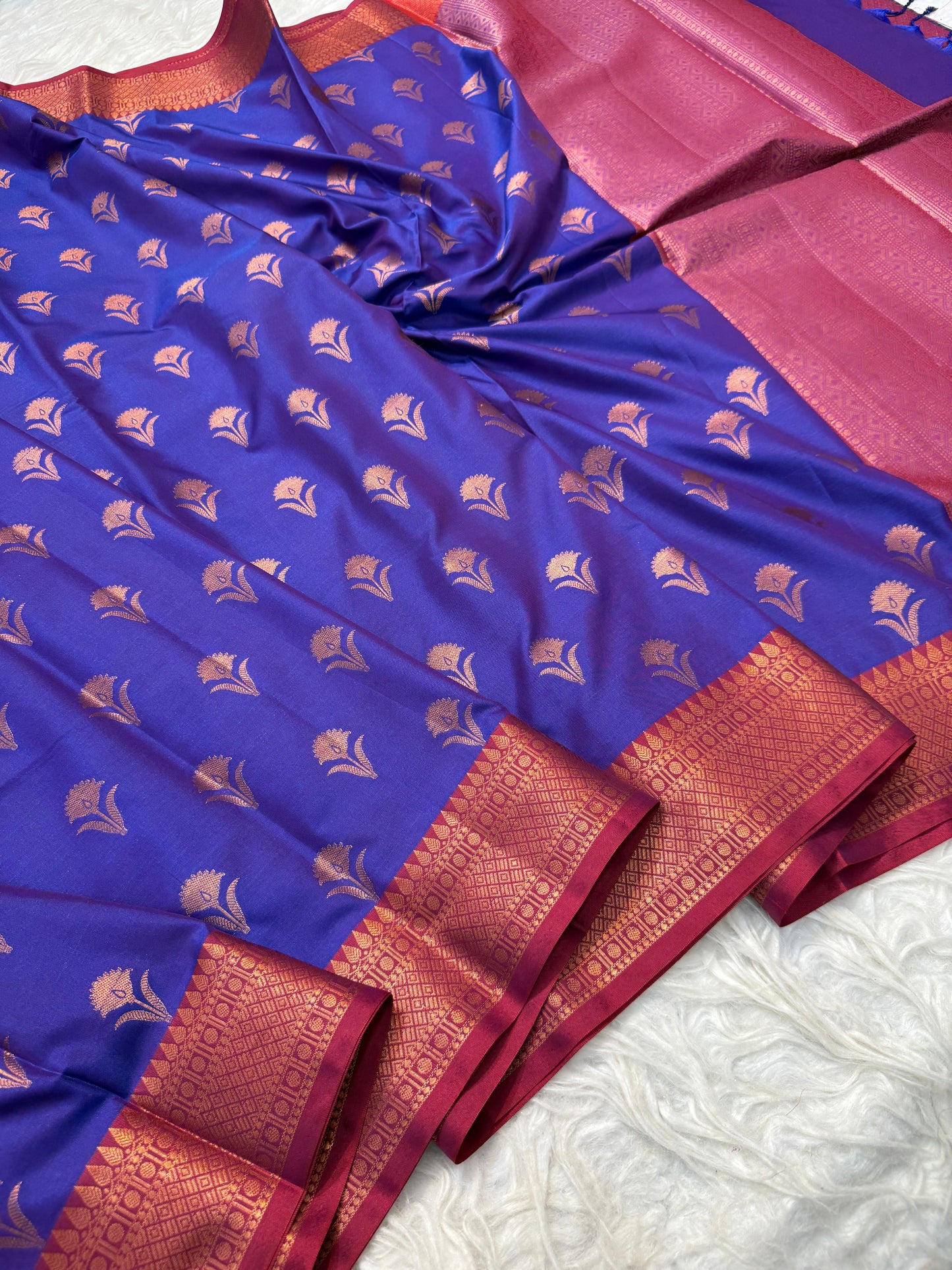Nevy maroon shade premium soft silk Banarasi saree