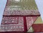 Pista green & maroon shade Bridal Satan katan ari & stone work Banarasi silk Saree