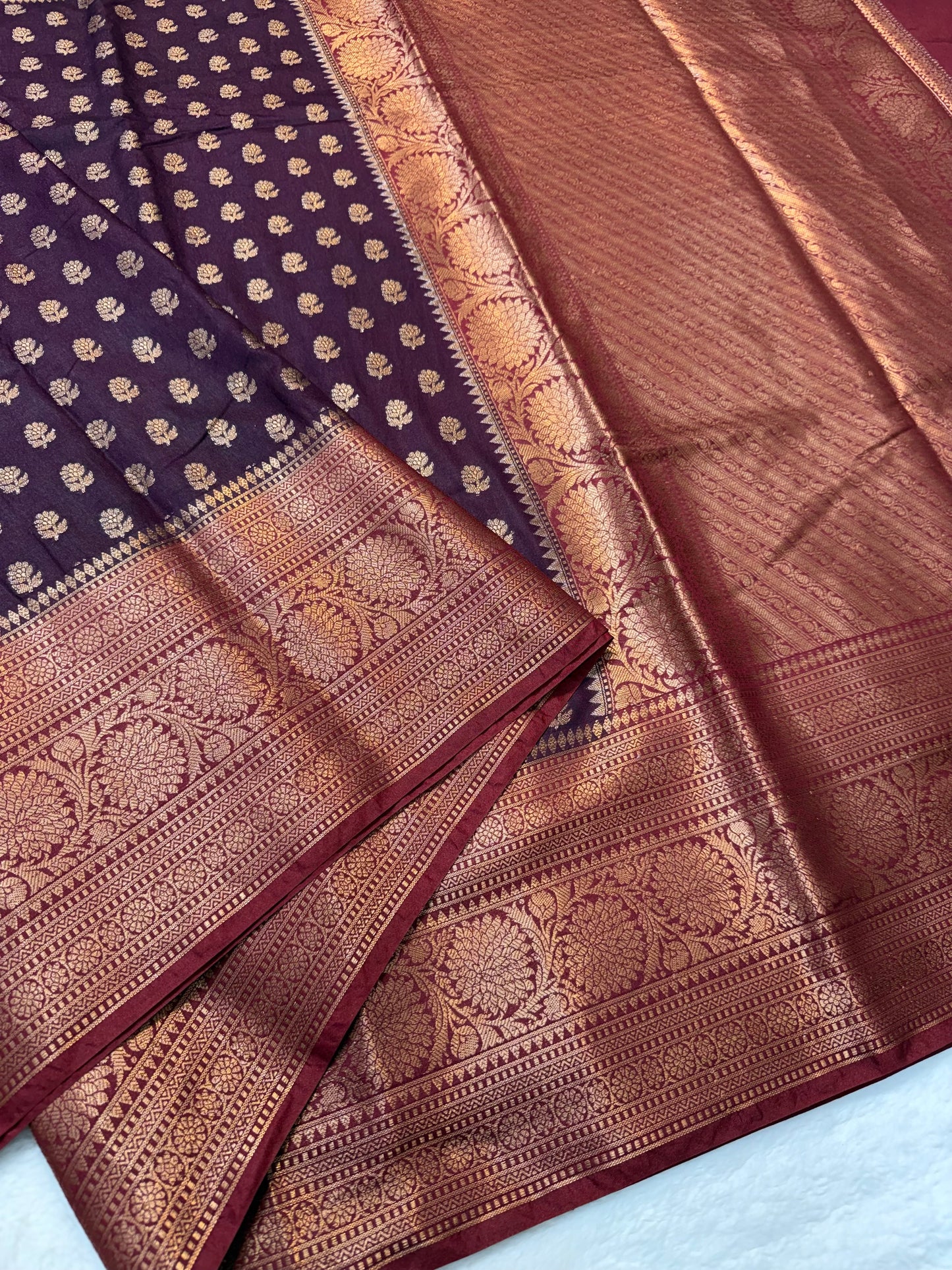Wine & Rani shade Dupion Silk Banarasi Saree 