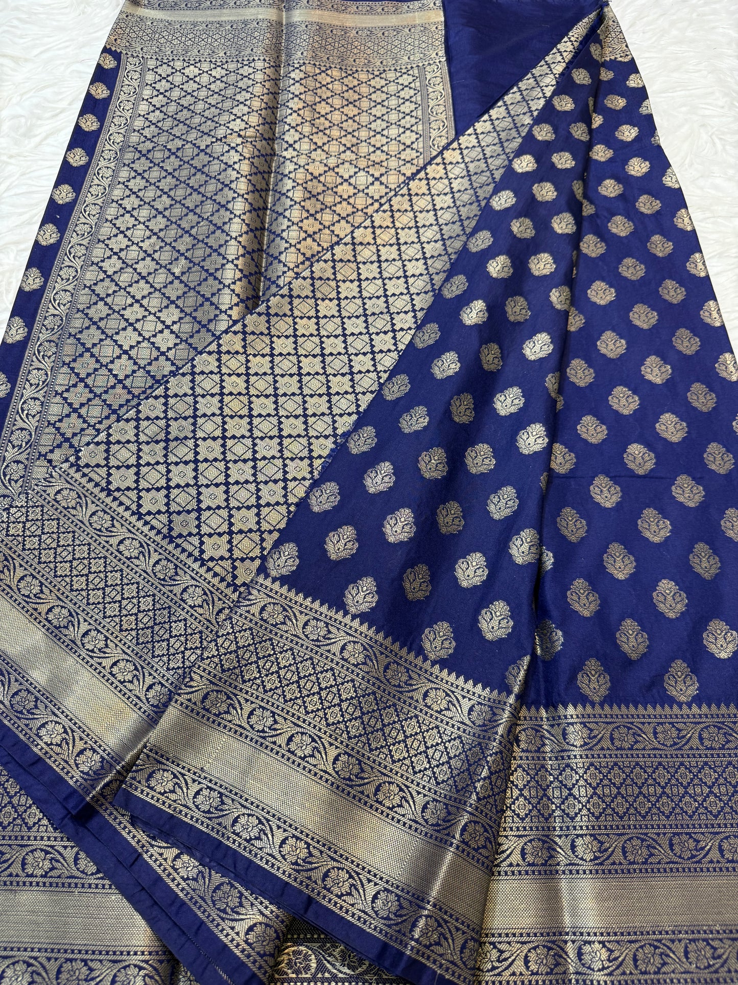 Nevy shade Dupion Silk Banarasi Saree 