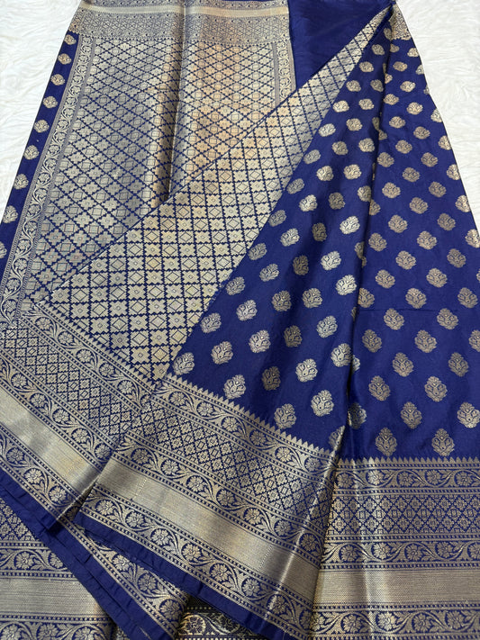 Nevy shade Dupion Silk Banarasi Saree 