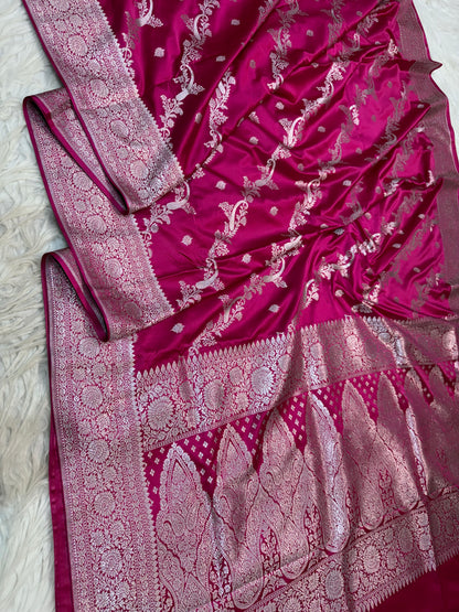 Royal pink shade premium mashru katan Banarasi saree