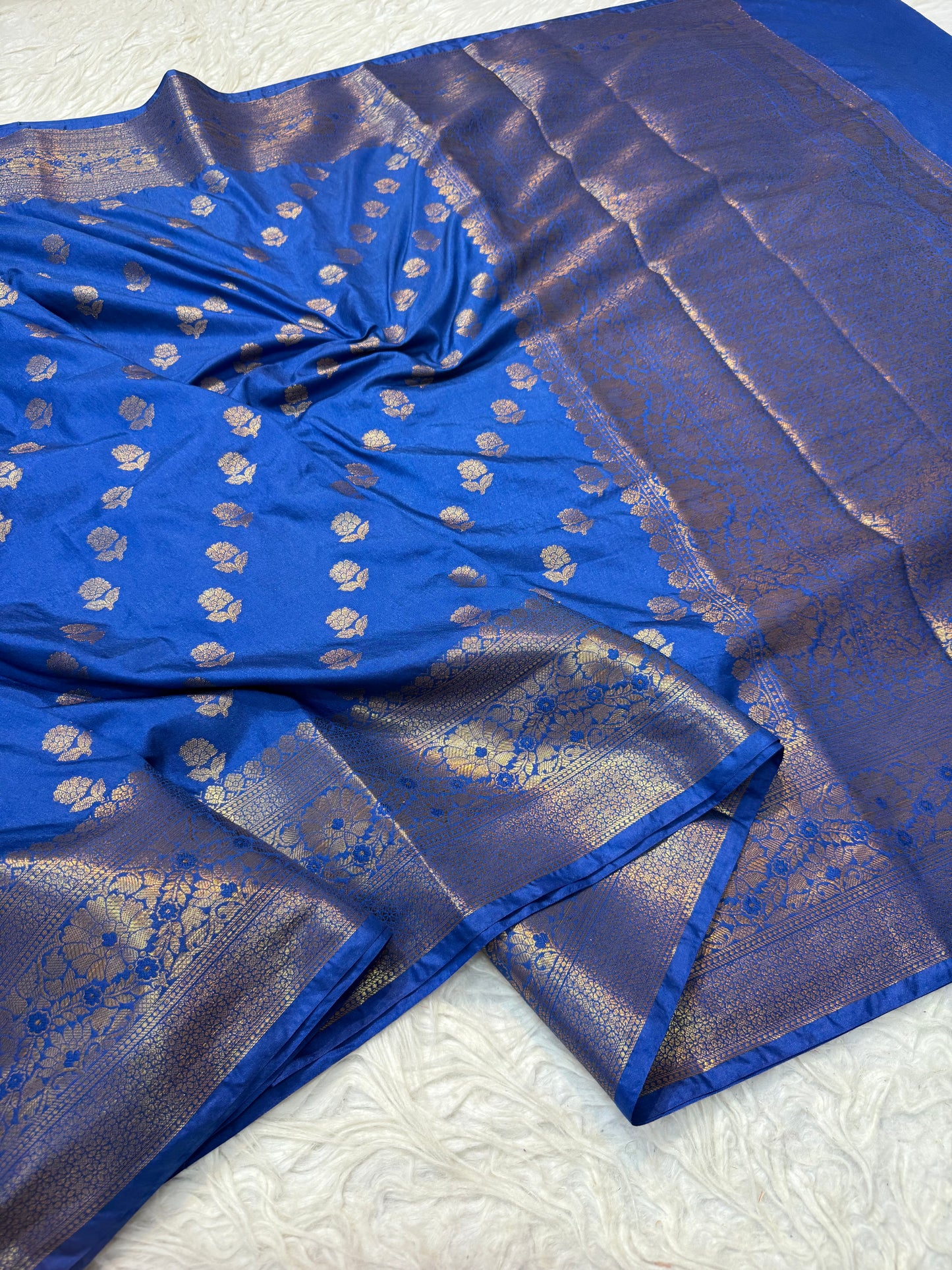 Royal blue shade Dupion Silk premium Banarasi Saree
