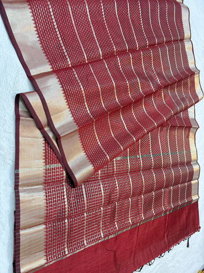 Maroon shade cotton silk premium Banarasi saree