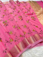 Pink shade kota embroidery Banarasi saree