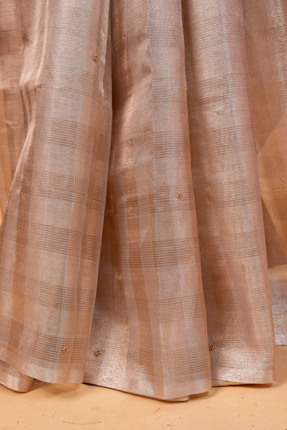 Beige shade tissue kota designer hand work Banarasi saree