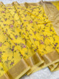 Yellow shade cotton kota embroidery Banarasi saree