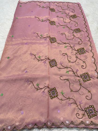 Tissue zardosi work fancy party wear