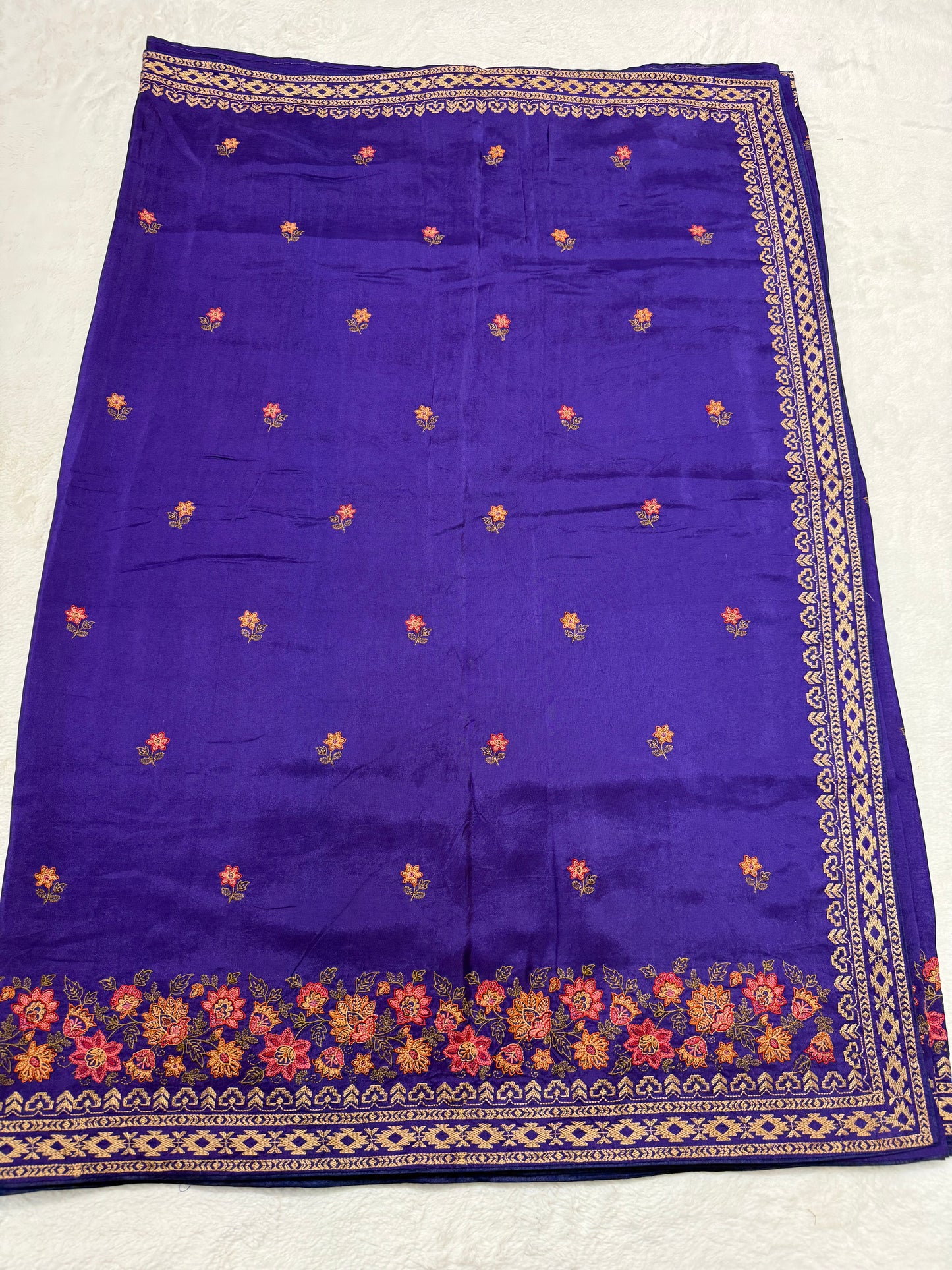 Nevy shade viscose embroidery premium designer saree