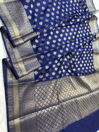 Nevy shade Dupion Silk Banarasi Saree 